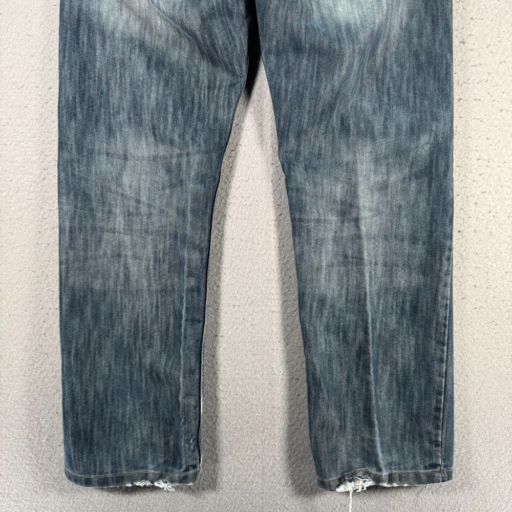 PD&C Slim Straight Jeans Mens 34x30 Blue Medium Wash Classic Distressed Denim - Picture 10 of 16